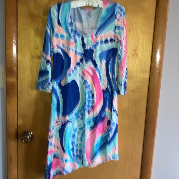 Lilly Pulitzer Vibrant Blue and Pink Long Sleeve Dress - Picture 1 of 3